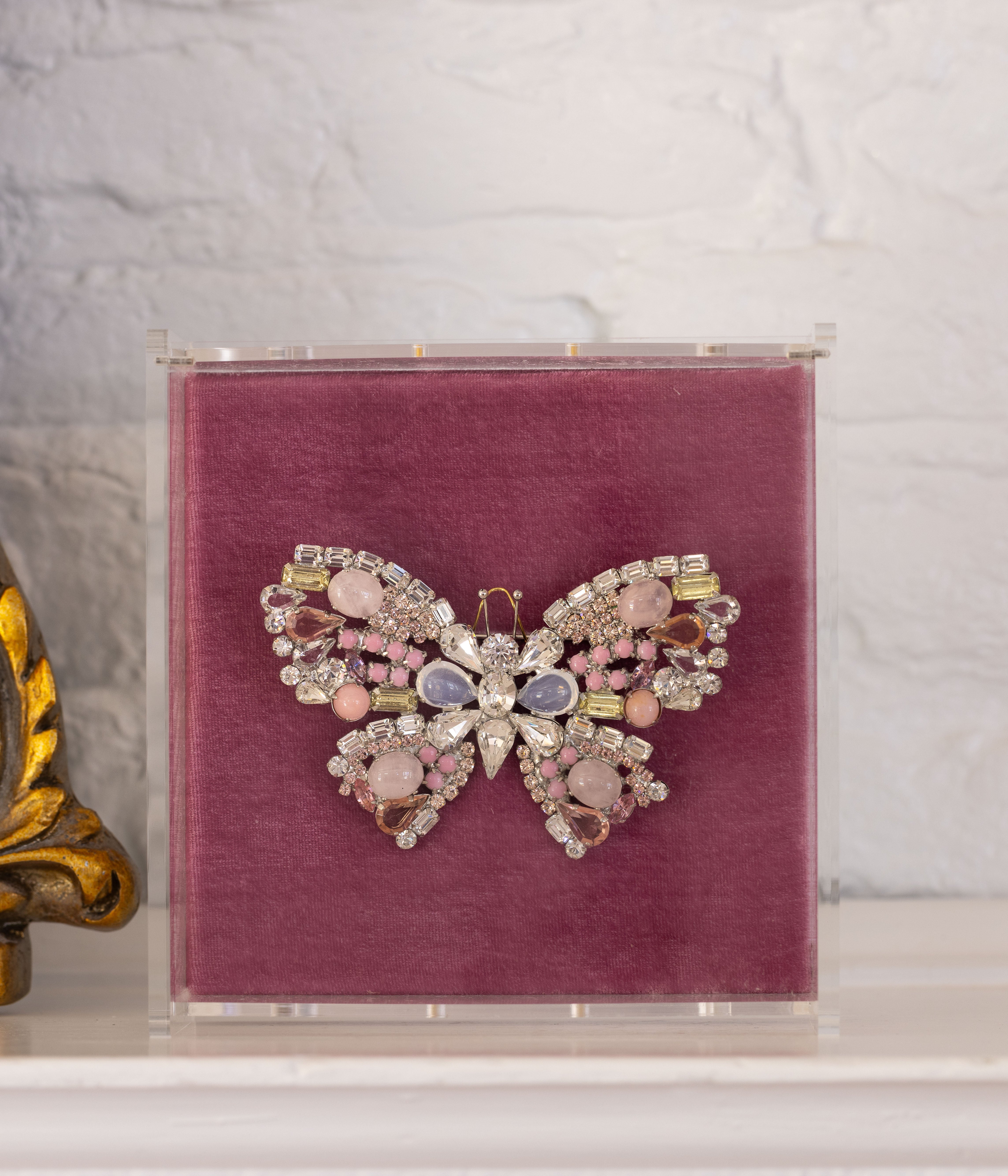 X-Large Butterfly in Rose Quartz / Crystal / White Opal