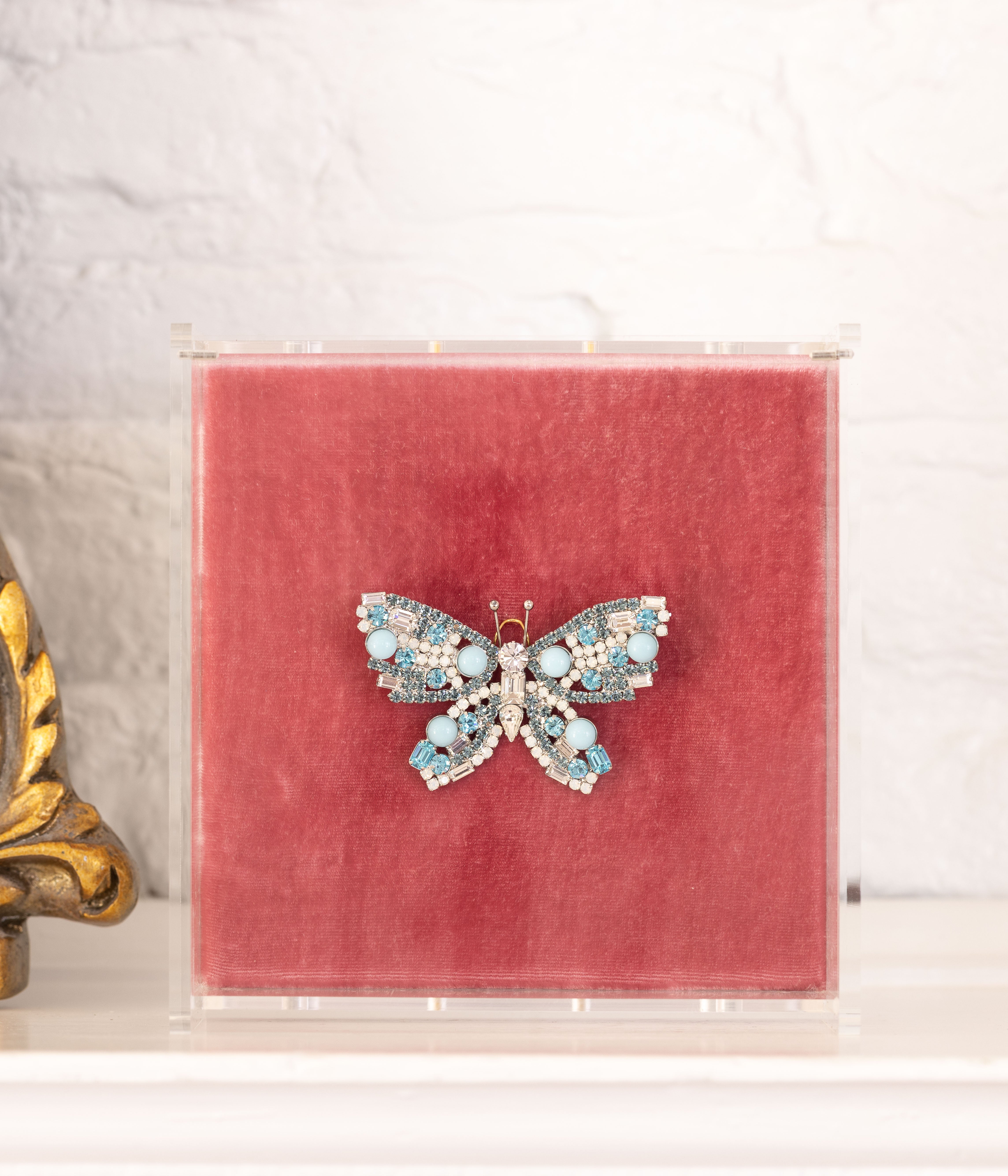 Small Butterfly in Smoked Sapphire / Aqua / White Opal