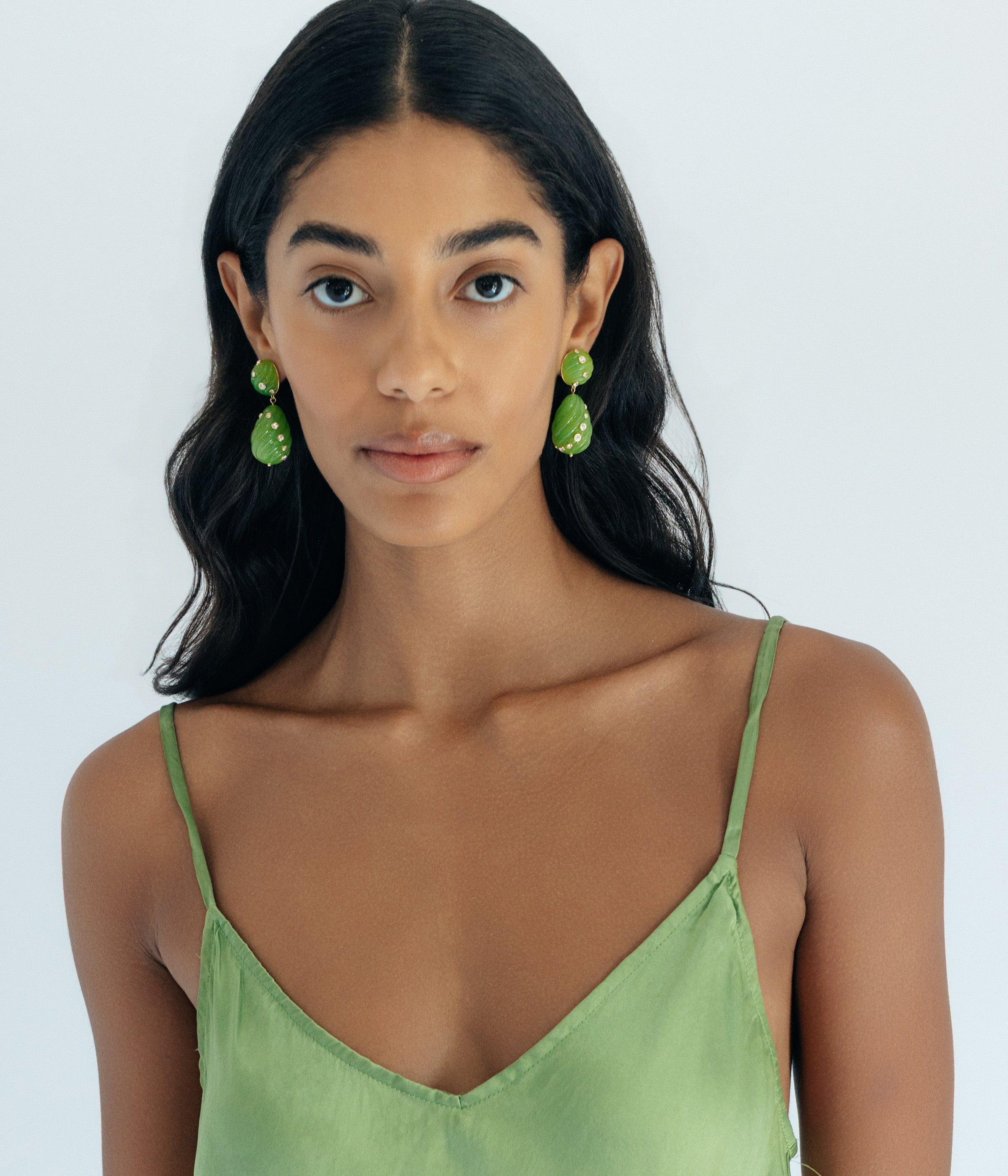 Raeni Drop Earrings in Olivine