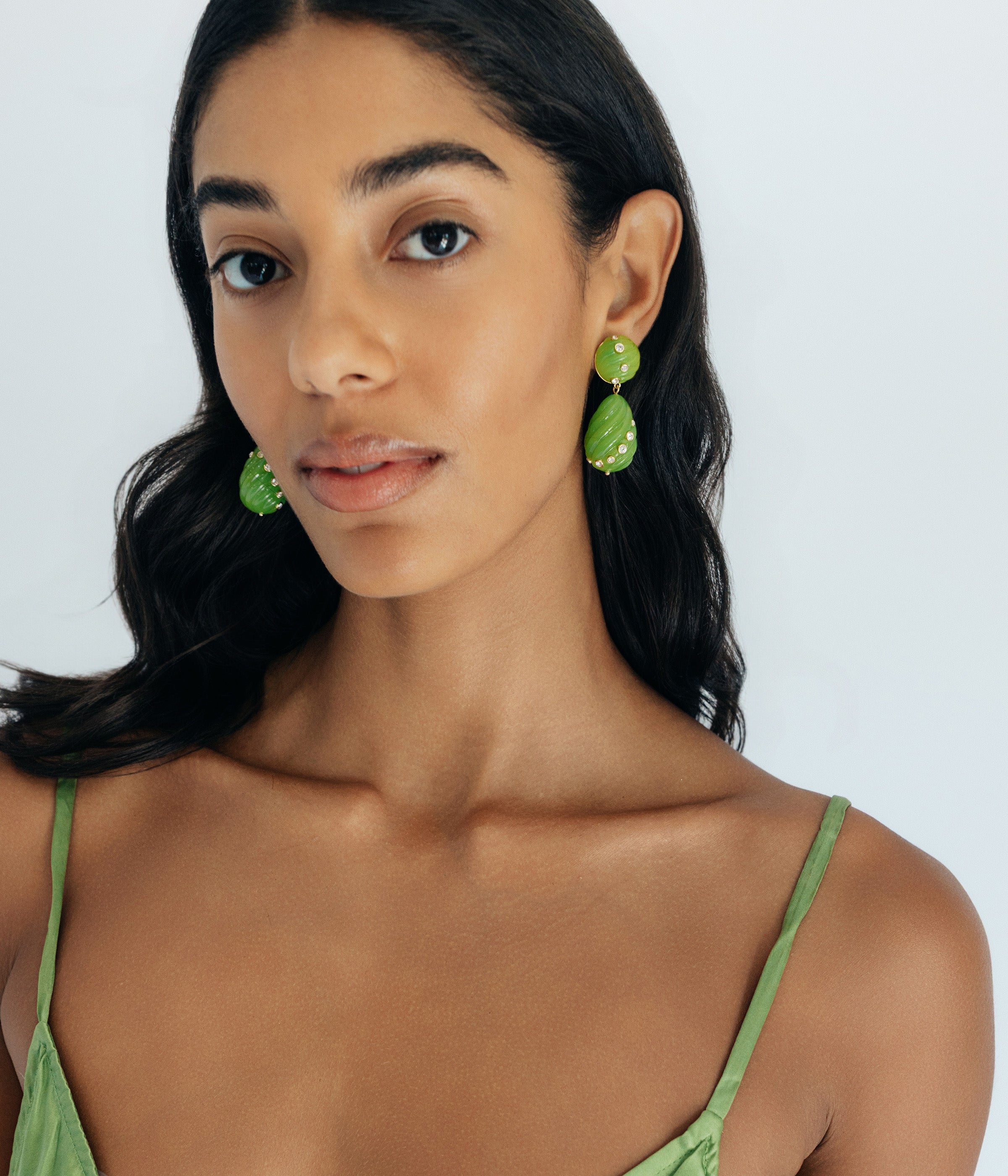 Raeni Drop Earrings in Olivine