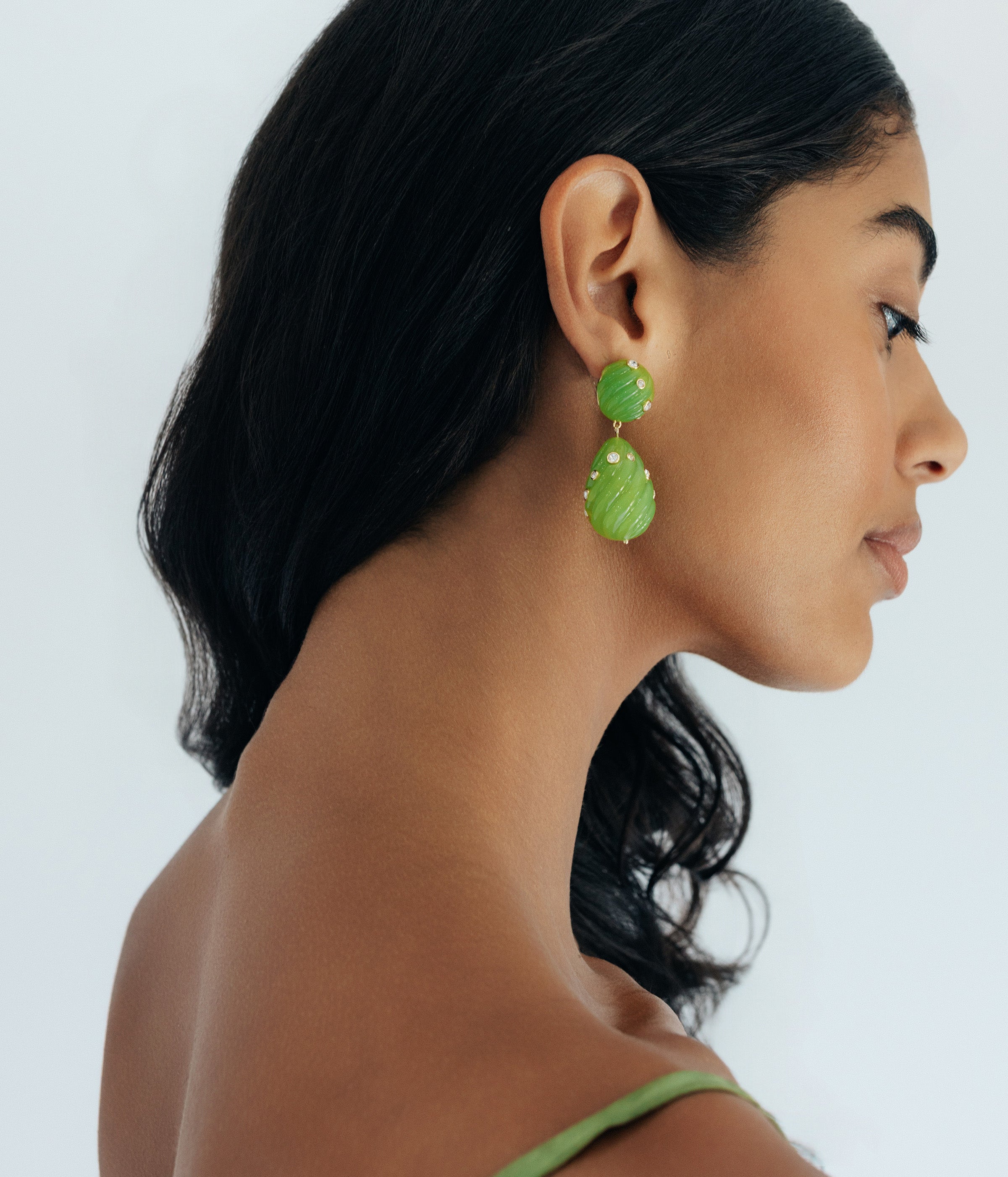Raeni Drop Earrings in Olivine