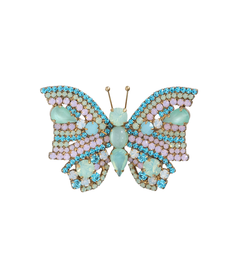 Small Butterfly in Aqua / Chrysolite / Rose Opal