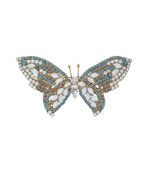 Medium Butterfly in Smoked Sapphire / White Opal / Black Diamond