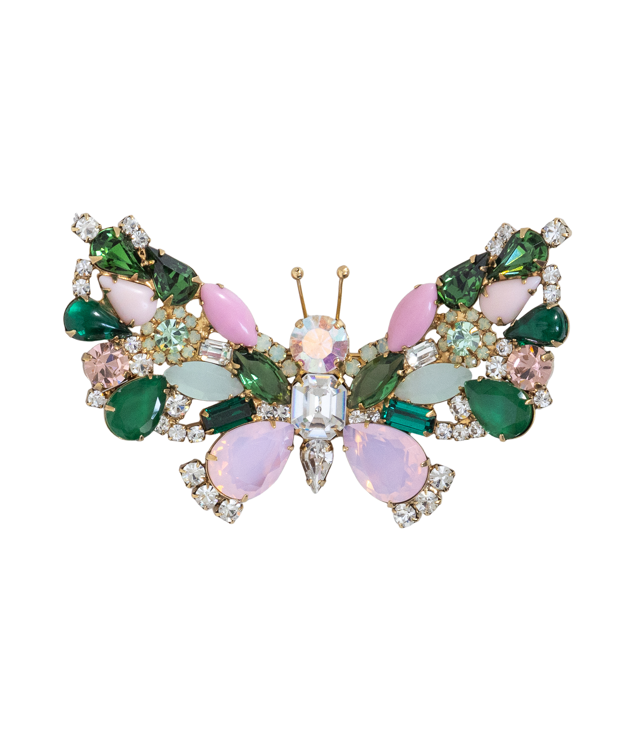 Large Butterfly in Rose Opal / Emerald / Crystal