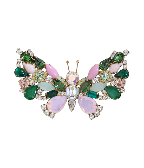 Large Butterfly in Rose Opal / Emerald / Crystal