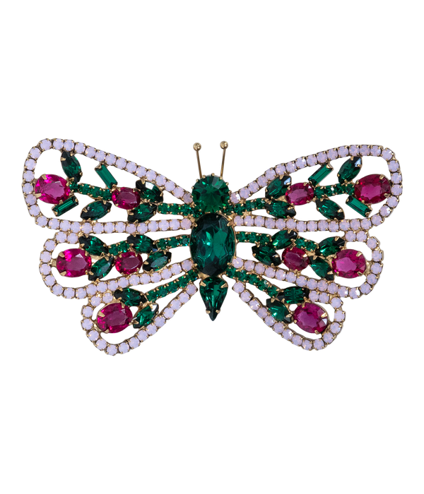 X-Large Butterfly in White Opal / Emerald / Ruby