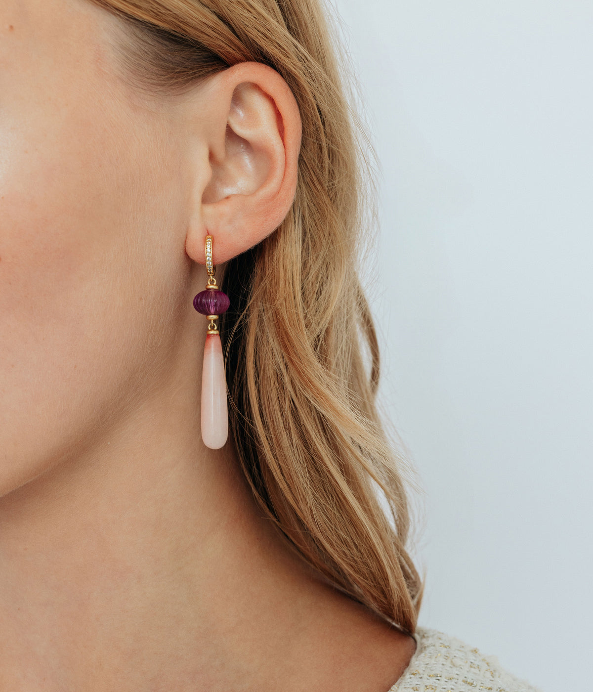Rafferty Drop Earrings in Pink - Loren Hope