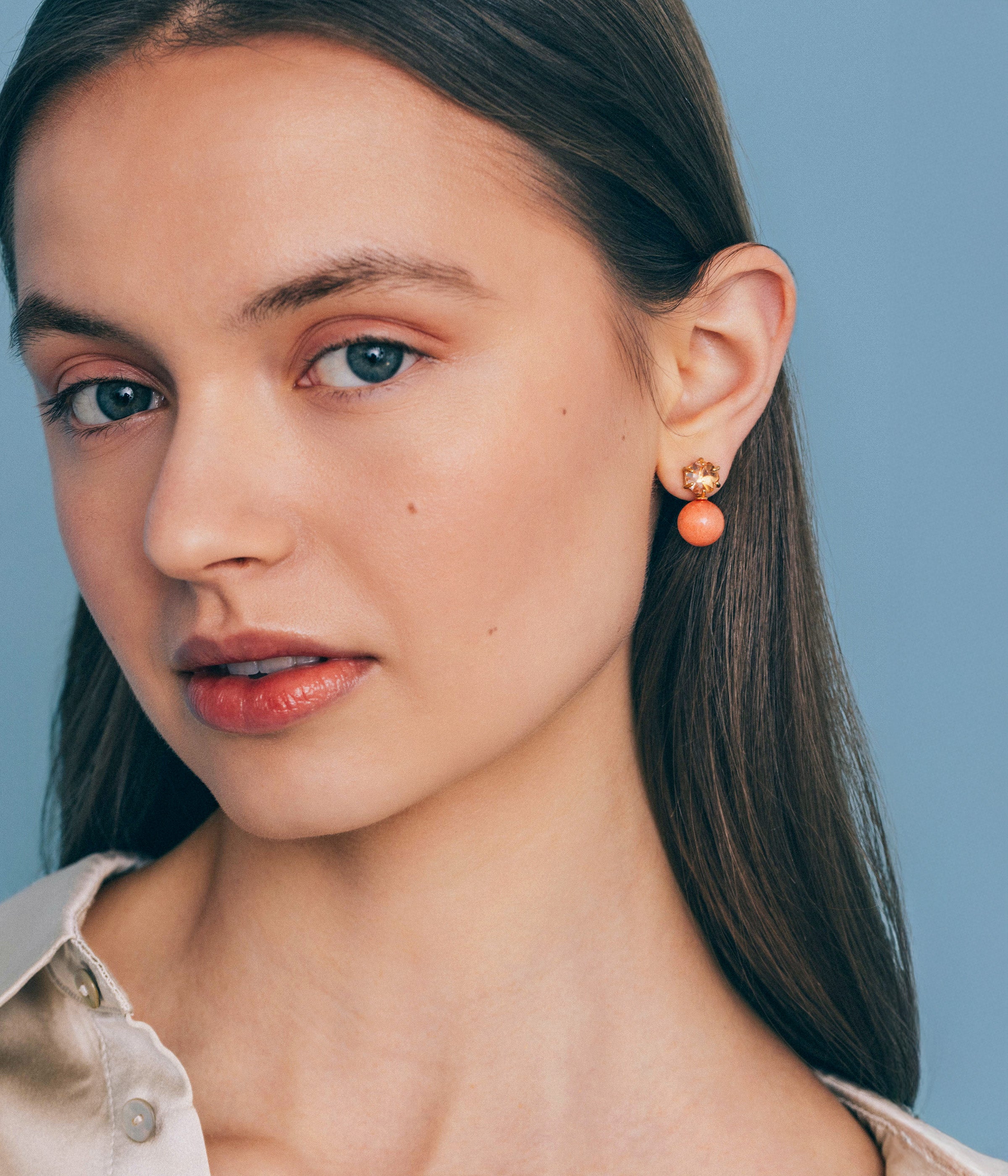 Sabine Studs in Coral - Loren Hope