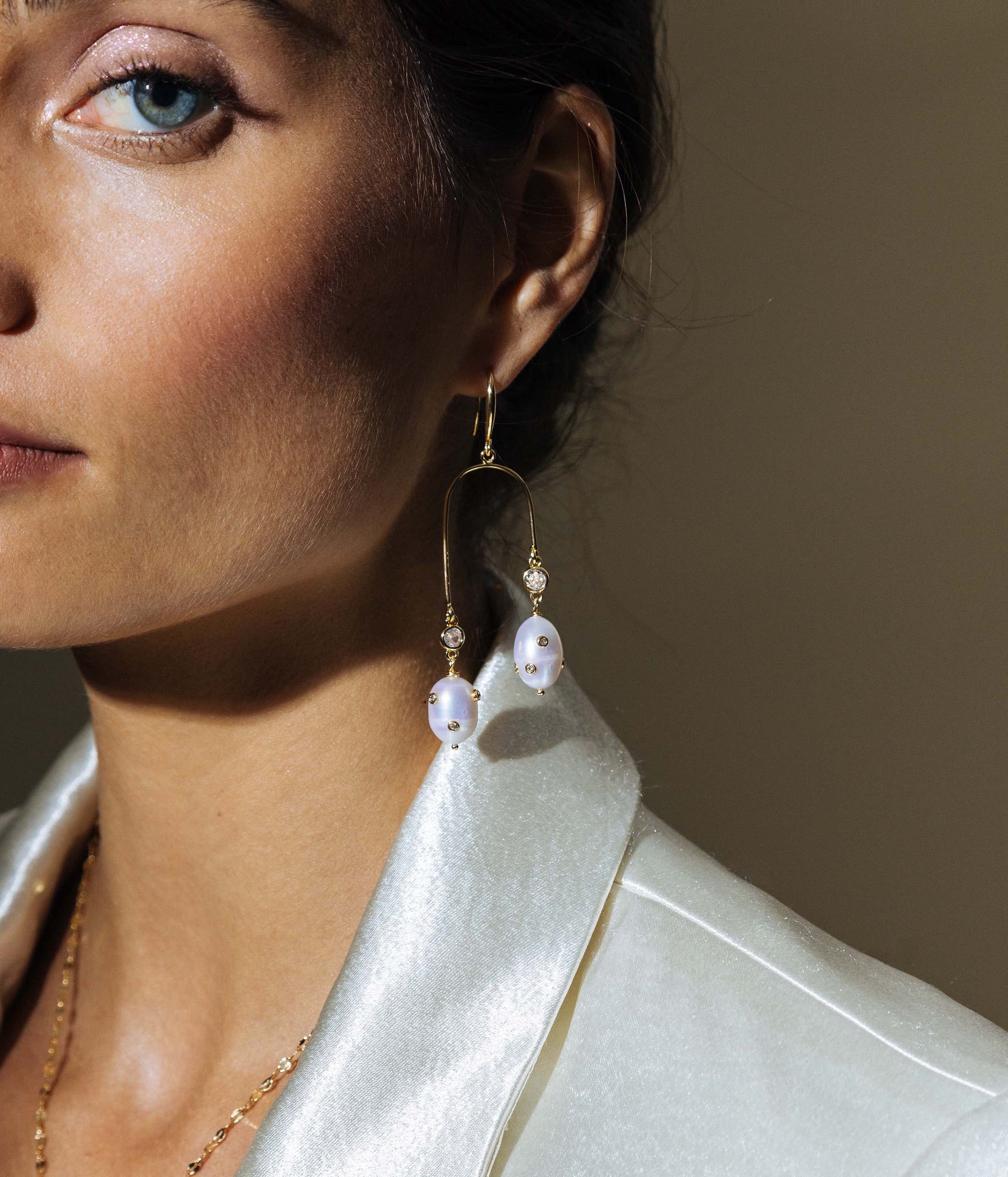 Aurora Pearl Chain Statement Earrings