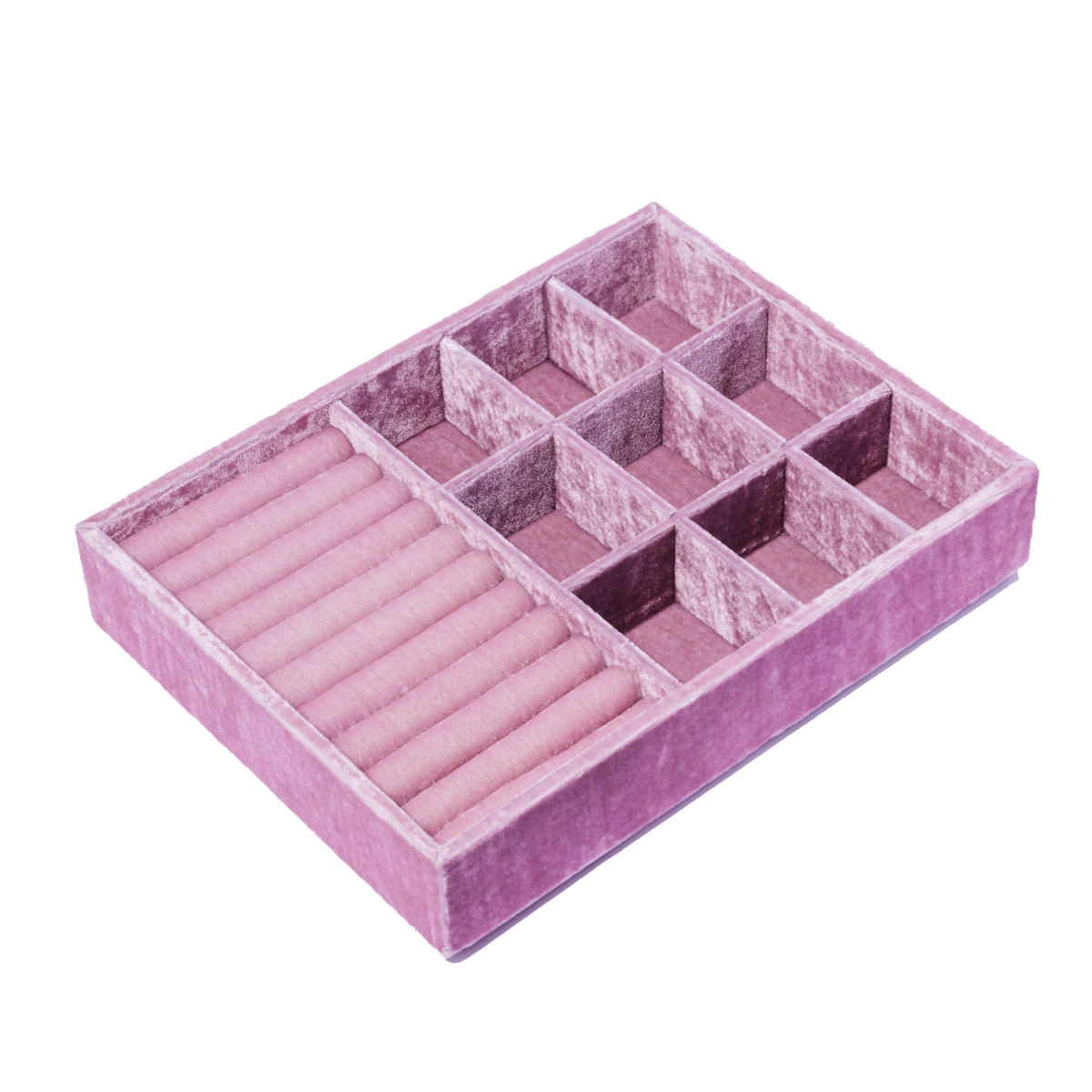 Stackable Velvet Jewelry Tray Berry Pink