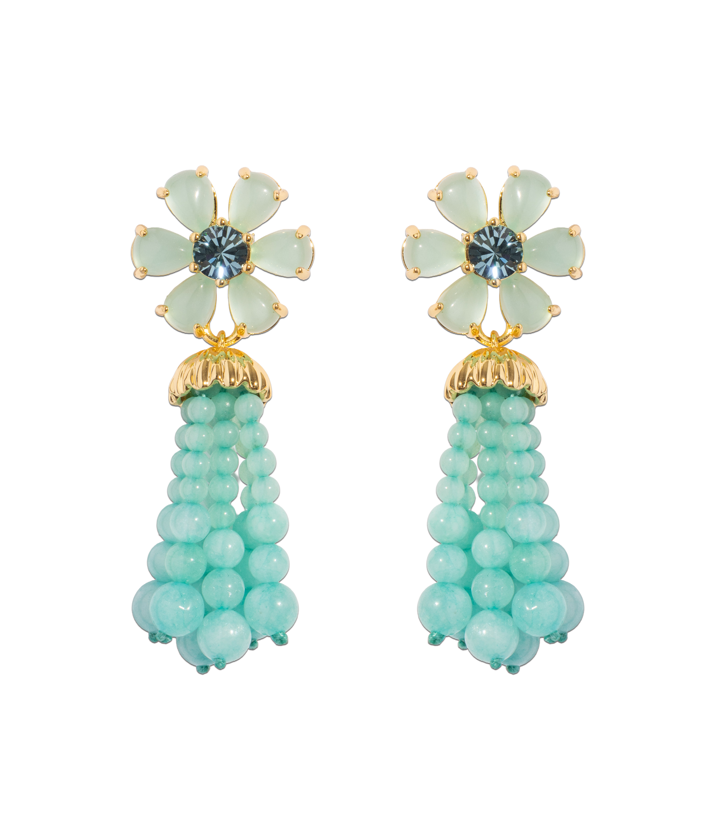 Talia Tassel Earrings in Aqua - Loren Hope