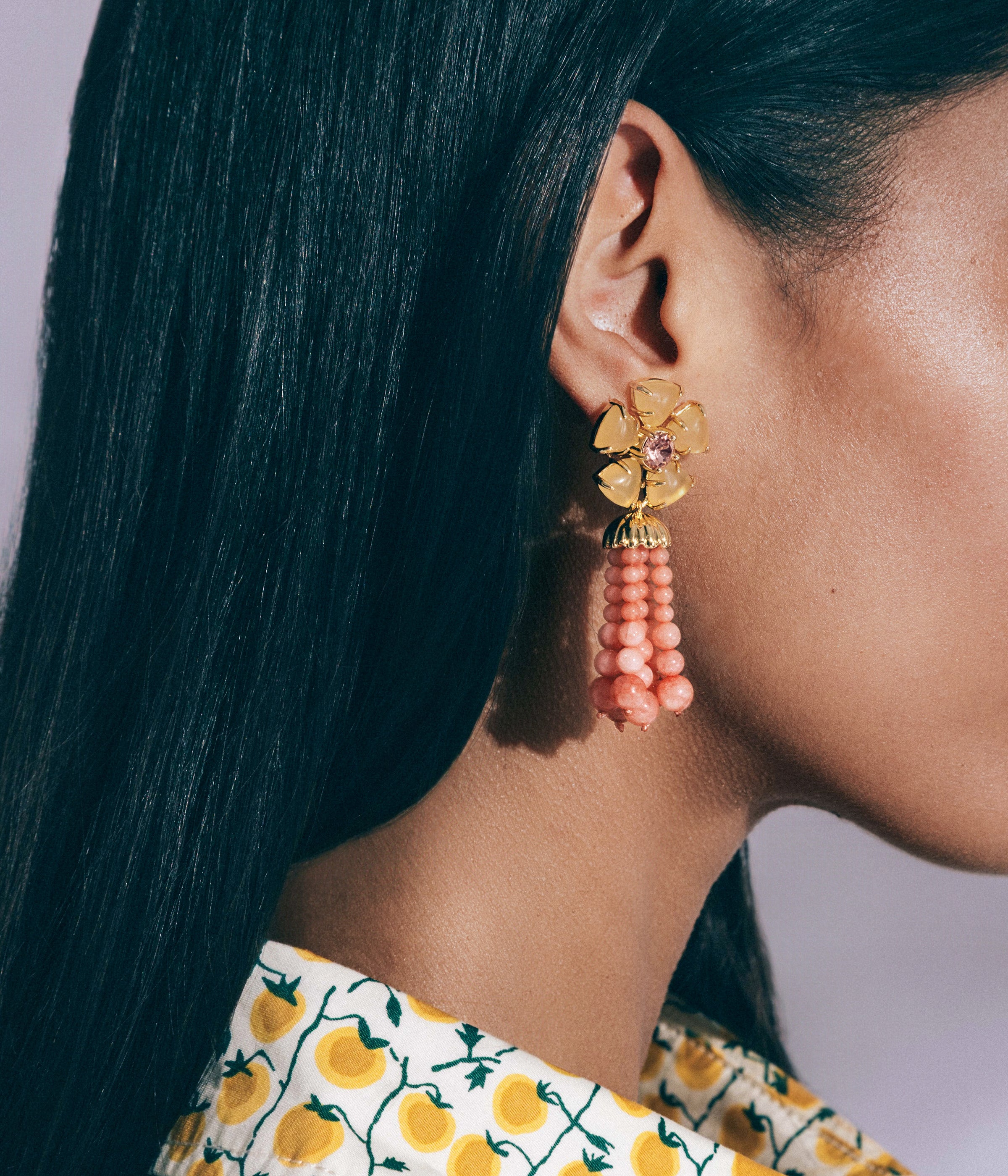 Talia Tassel Earrings in Coral - Loren Hope