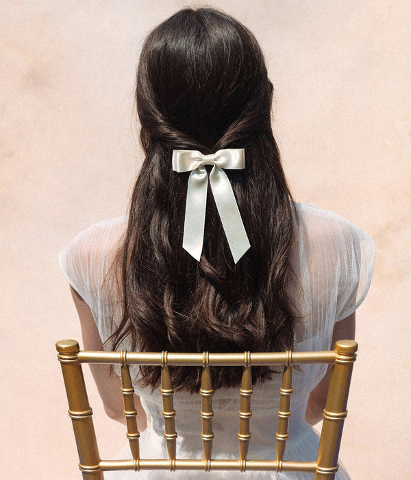 Loren Hope x Bardot Bow Gallery - Petite Silk Hair Bow in Vanilla