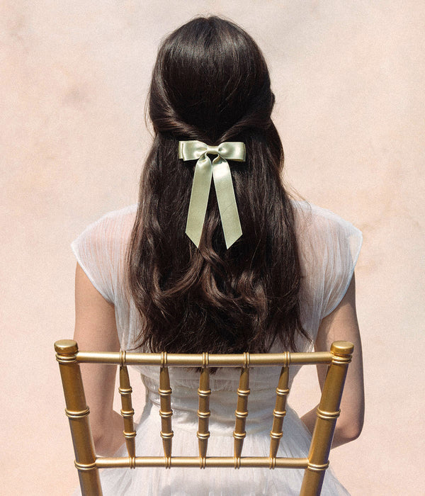 Loren Hope x Bardot Bow Gallery - Petite Silk Hair Bow in Sage