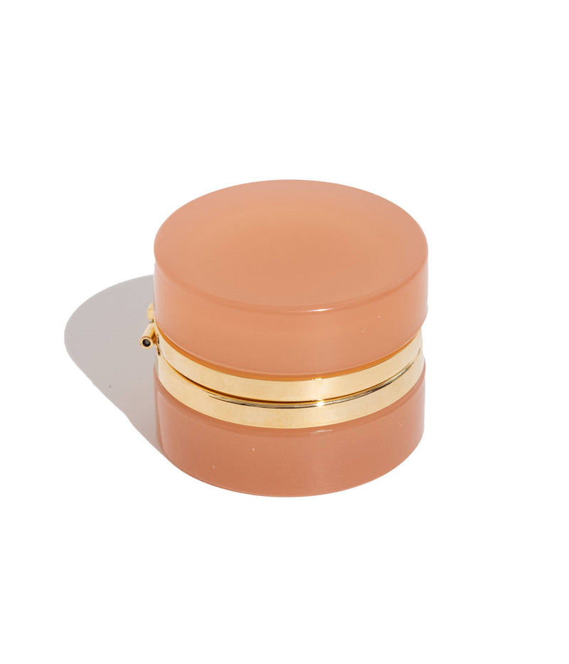 Small Round Pink Opaline Glass Box