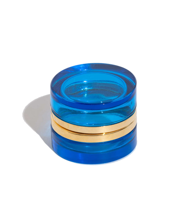 Small Round Blue Glass Box