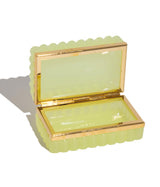 Light Lime Scalloped Opaline Glass Box