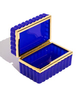 Lapis Blue Scalloped Opaline Glass Box