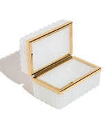 White Scalloped Opaline Glass Box