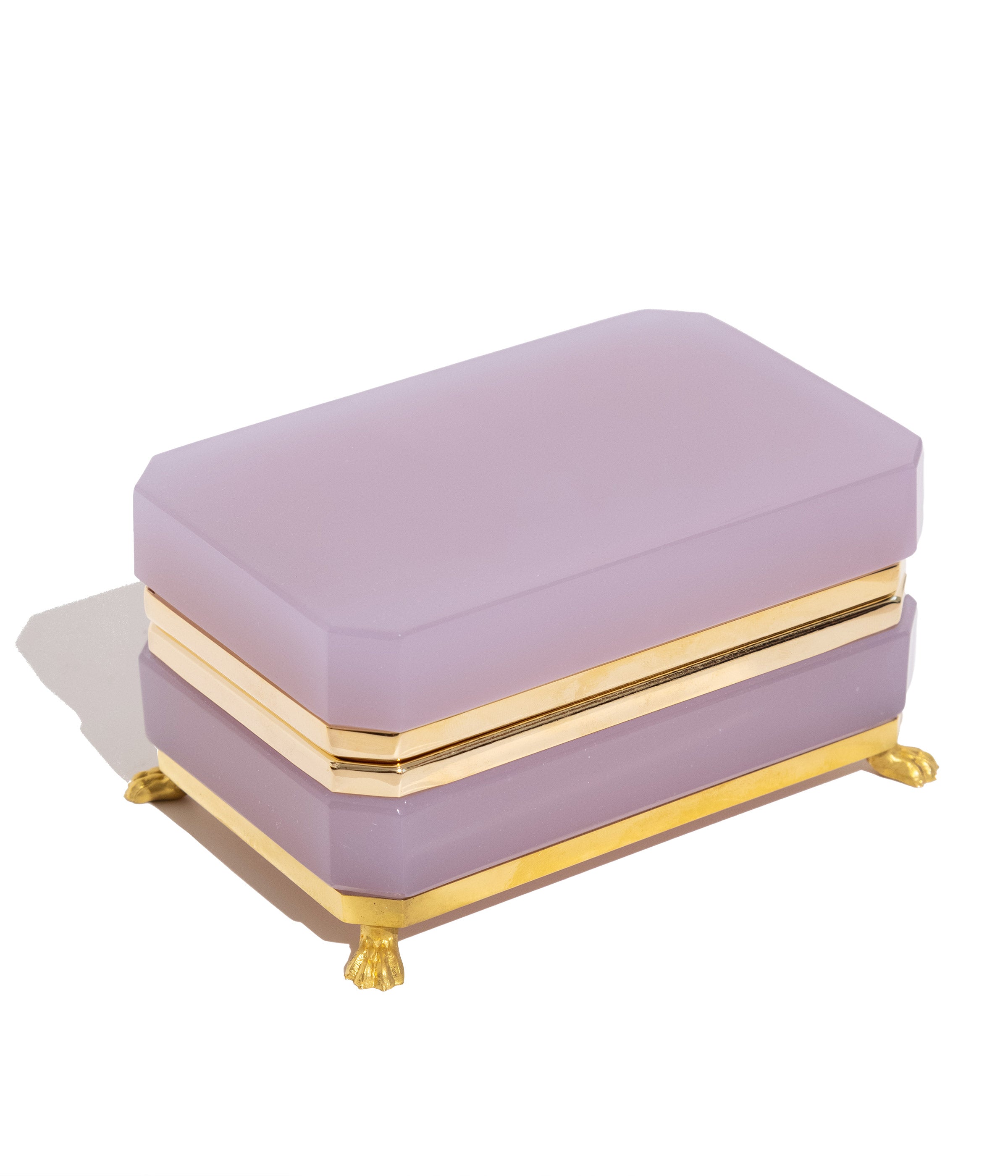 Lavender Rectangle Clawfoot Opaline Glass Box