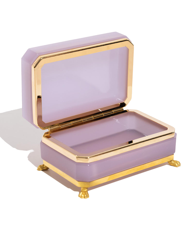 Lavender Rectangle Clawfoot Opaline Glass Box