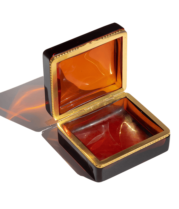Large Honey Brown Colored Glass Box