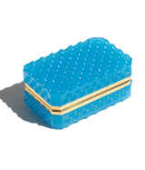 Studded Petroleum Blue Rectangle Opaline Glass Box