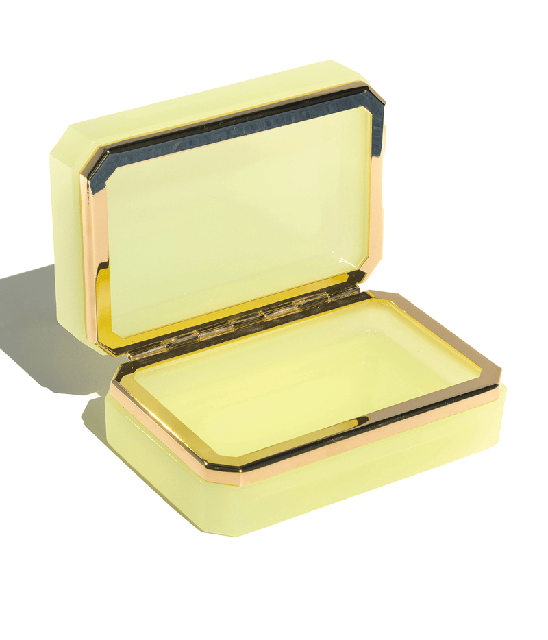 Light Lime Rectangle Opaline Glass Box