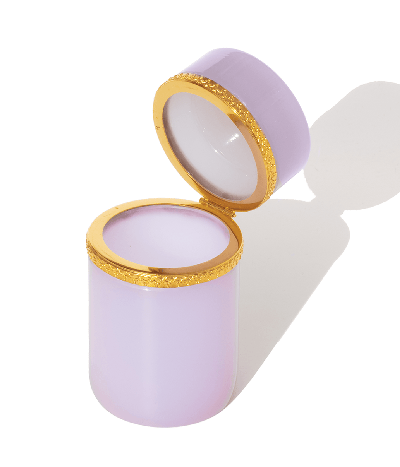 Tall Round Lavender Opaline Glass Box