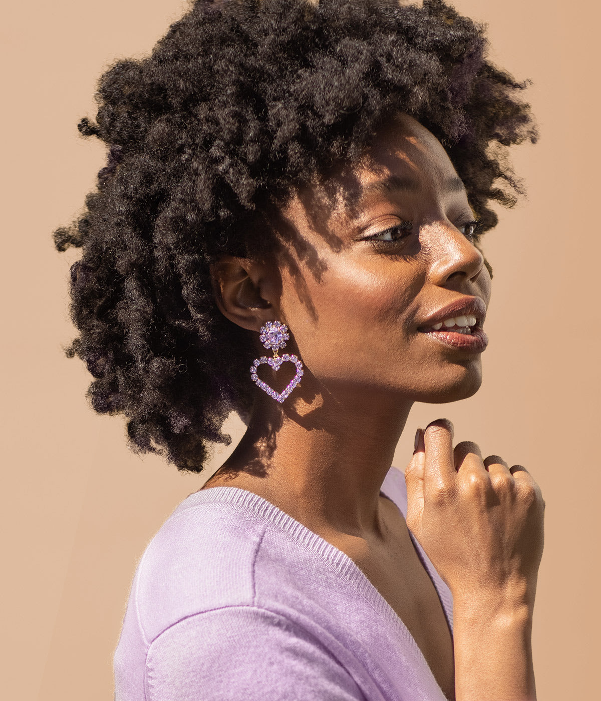 Cupid Heart Earrings in Violet