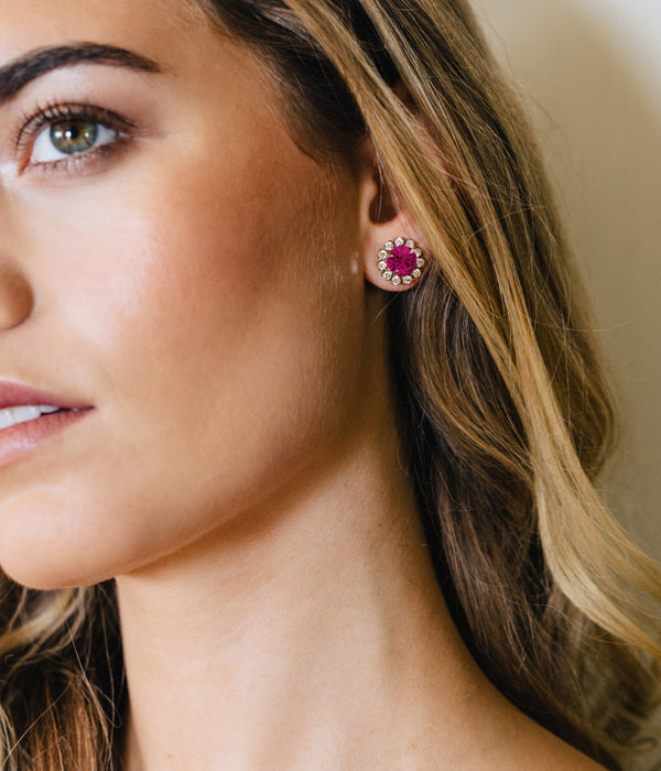 Chloe Studs in Fuchsia