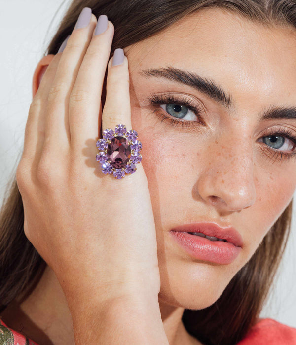 Gemma Cocktail Ring in Light Amethyst