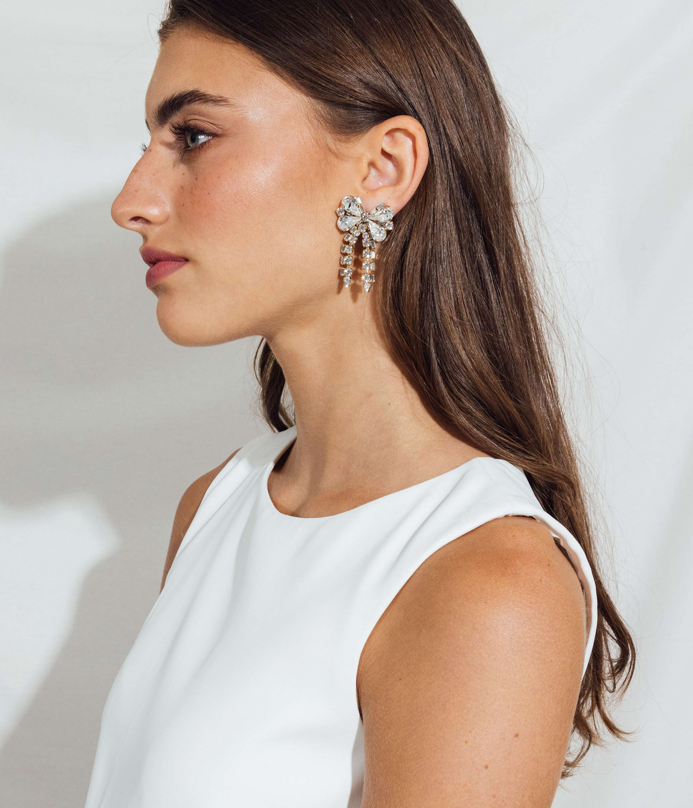 James Bow Earrings in Crystal - Loren Hope
