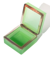 Large Square Green Opaline Glass Box