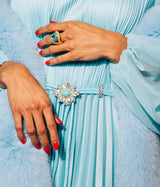 Presley Brooch in Turquoise / Crystal