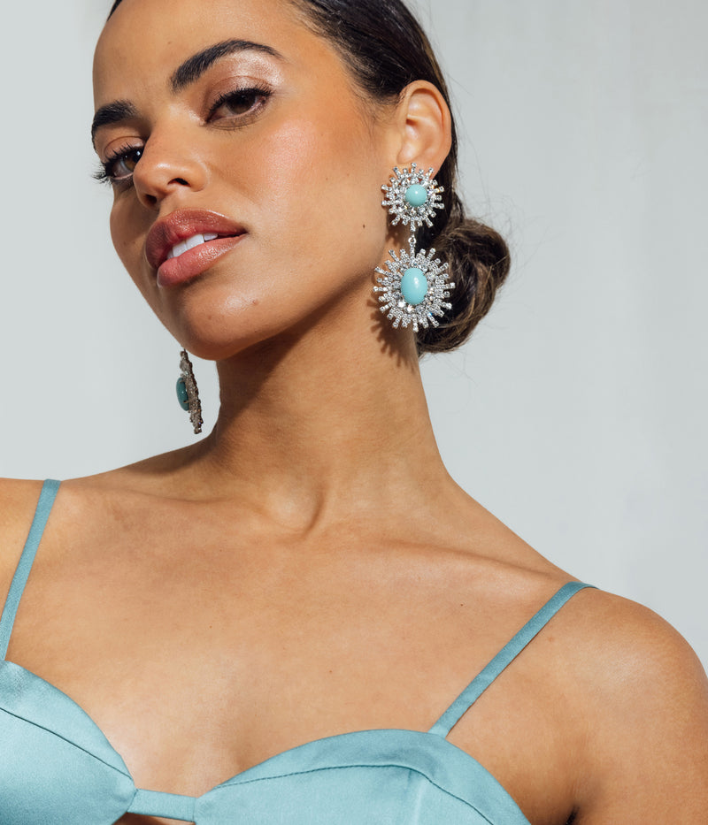 Stevie Statement Earrings in Turquoise