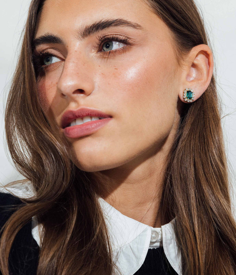 Designer Earrings | Tati Studs in Emerald Loren Hope