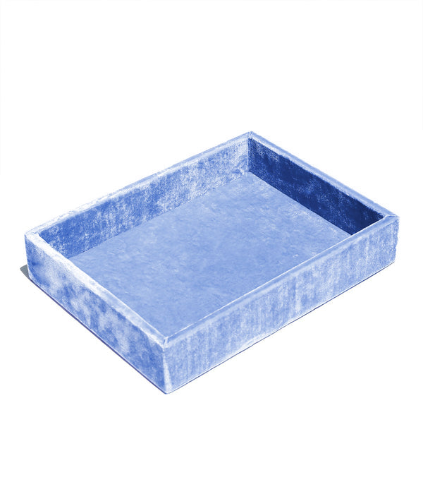 Stackable Silk Velvet Jewelry Tray in French Blue