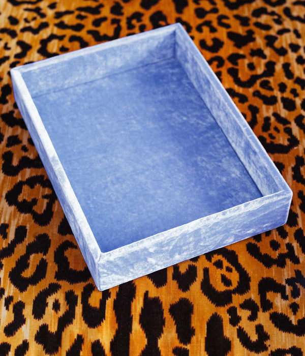 Stackable Silk Velvet Jewelry Tray in French Blue