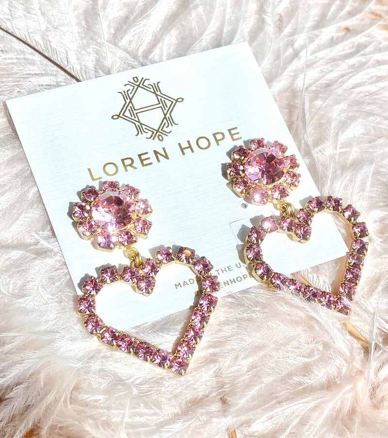 Cupid Heart Earrings in Blush