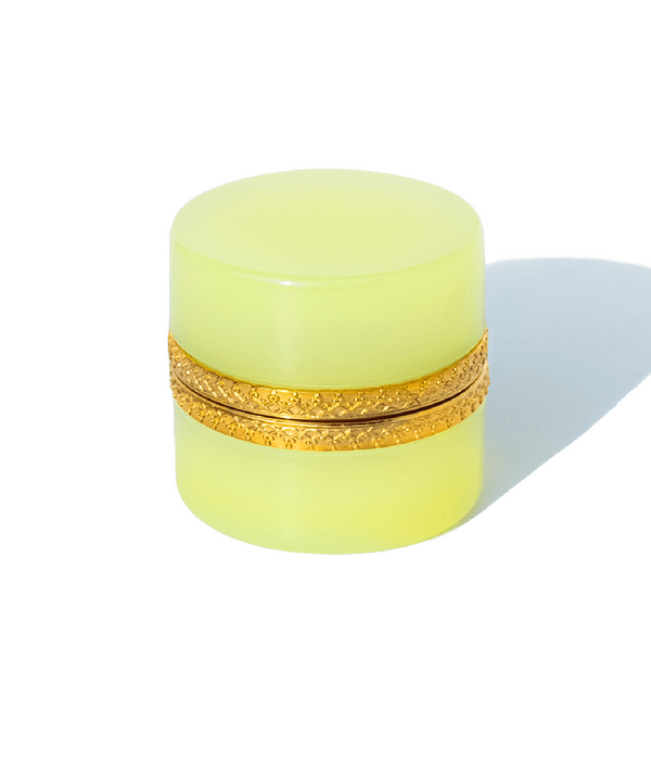 Small Round Light Lime Opaline Glass Box